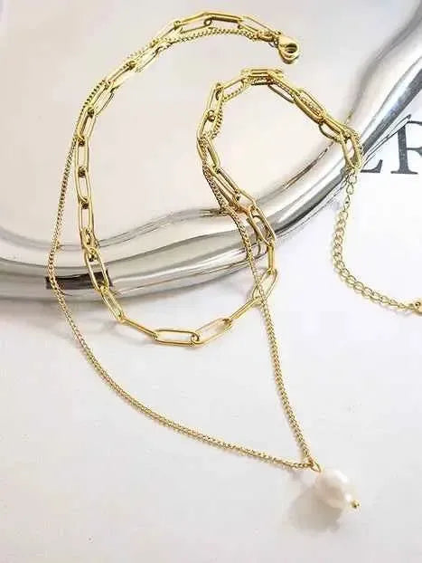 Freshwater Pearl Layered Chain Necklace
