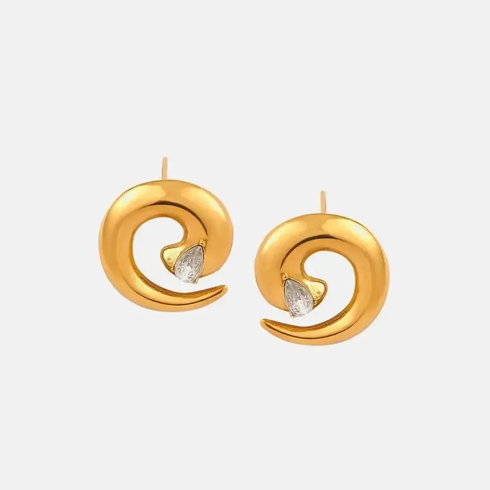 Spiral Zircon Titanium Steel Earrings