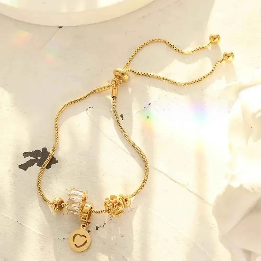 Gold‑Plated Heart Charm Bracelet