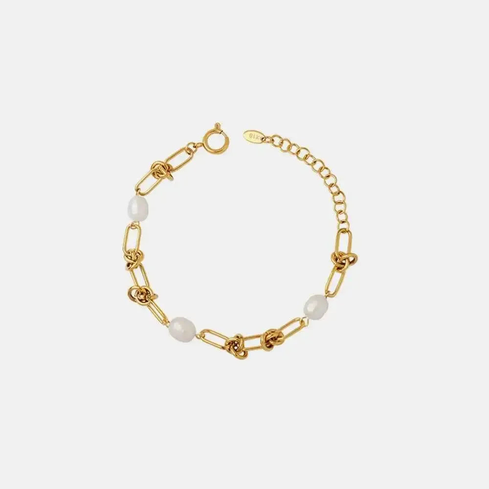 Chic Freshwater Pearl Titanium Bracelet