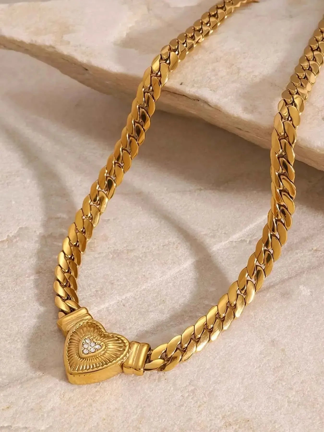 Luxe Love – Gold-Plated Heart Necklace with Sparkle