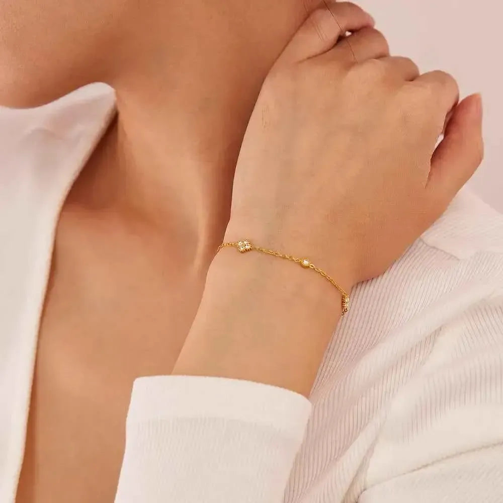 18K Gold Zircon Inlay Bracelet
