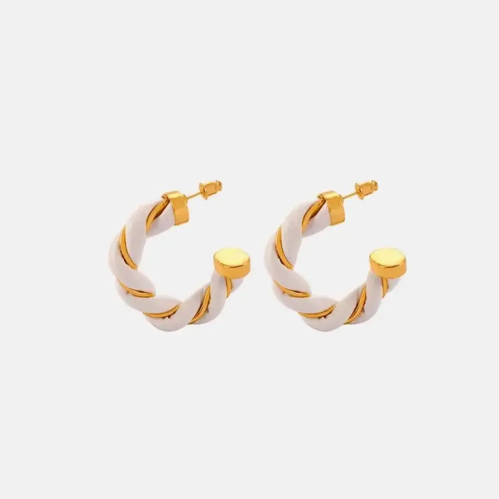 Twisted Leather C-Hoop Earrings