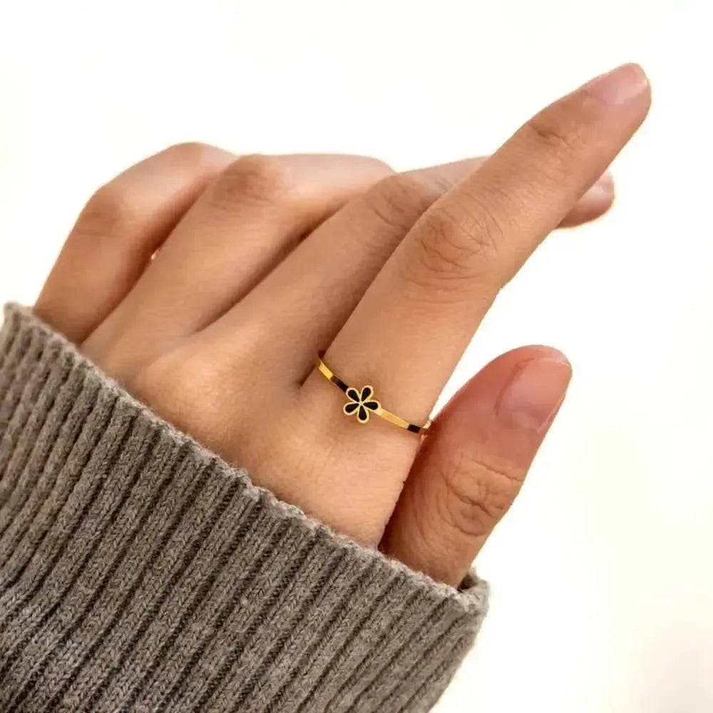 Enamel Flower Ring – 925 Sterling Silver