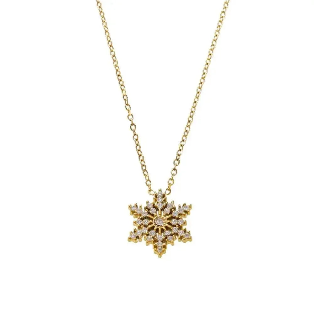 Zircon Snowflake Gold-Plated Necklace