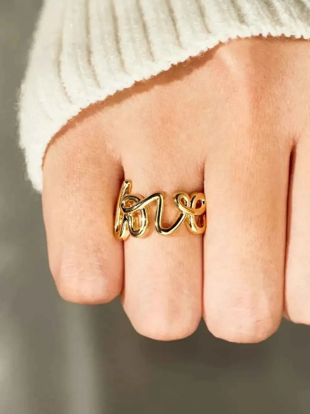 LOVE Gold Ring – Elegant Sterling Silver