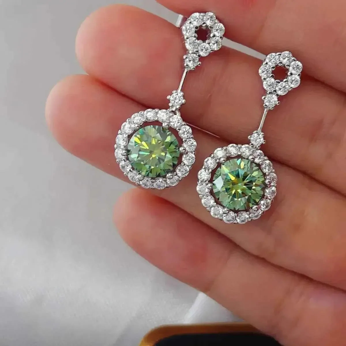 4 Carat Crystal Halo Earrings