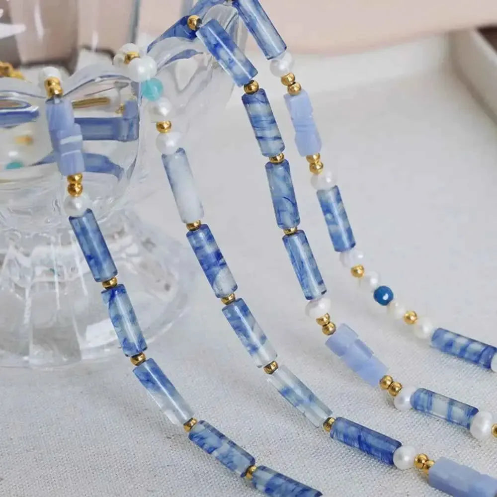 Modern Geometric Pearl Titanium Necklace