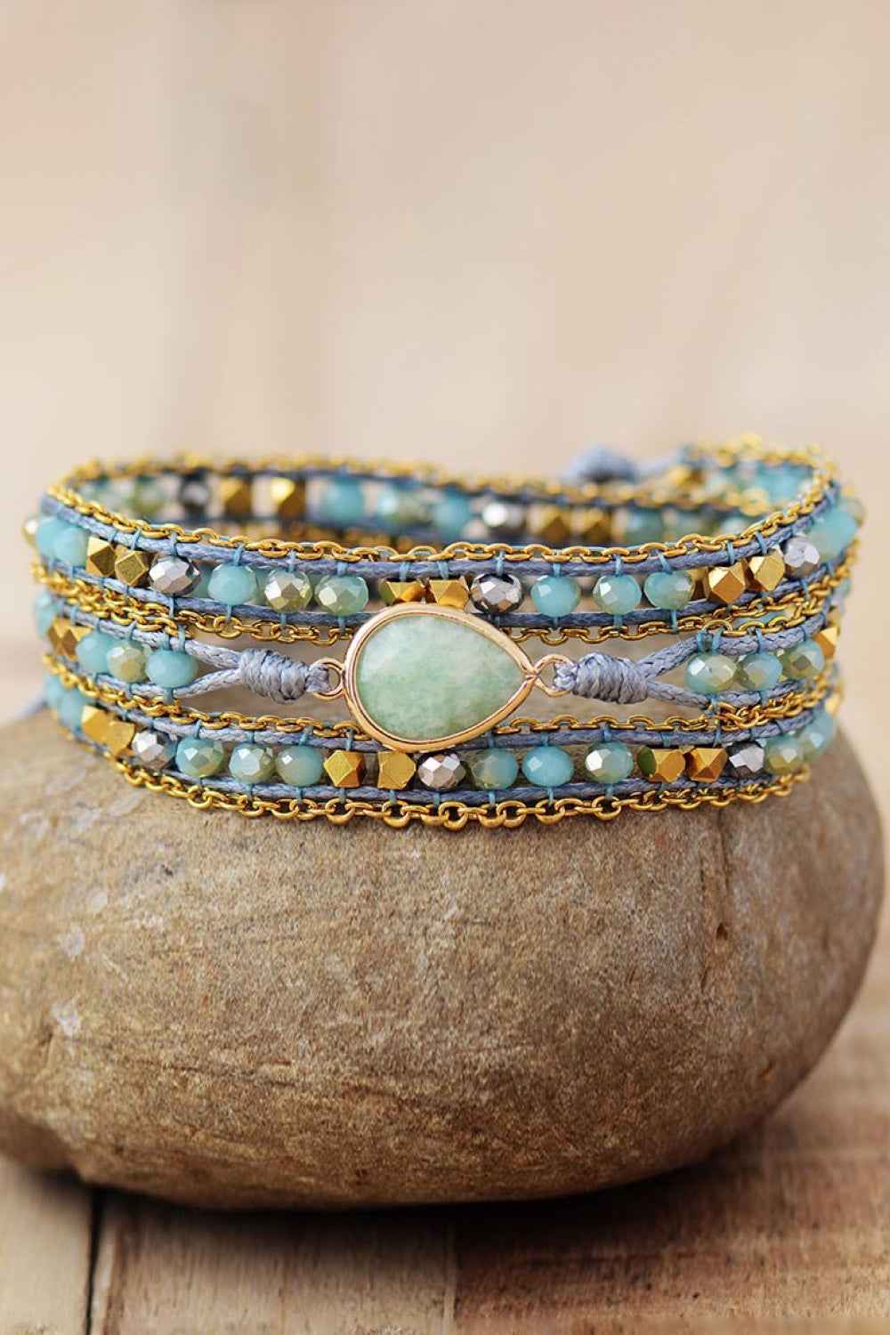 Teardrop Triple-Layer Beaded Bracelet