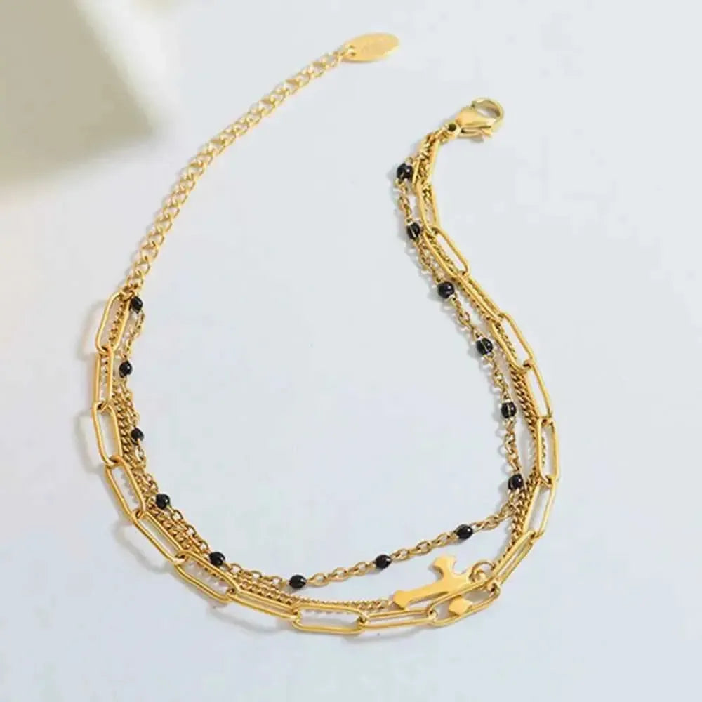 Modern Three-Strand Metal Bracelet
