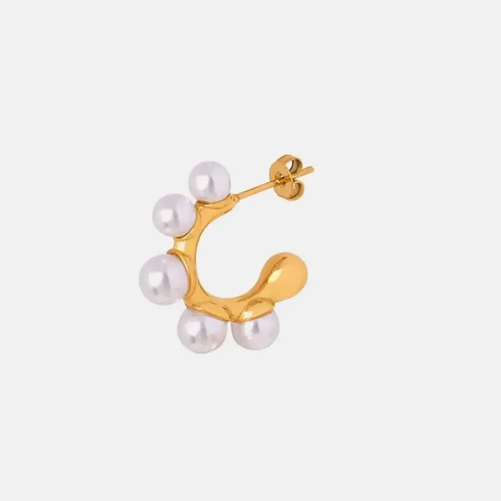 Elegant Pearl Earrings with Golden Touch