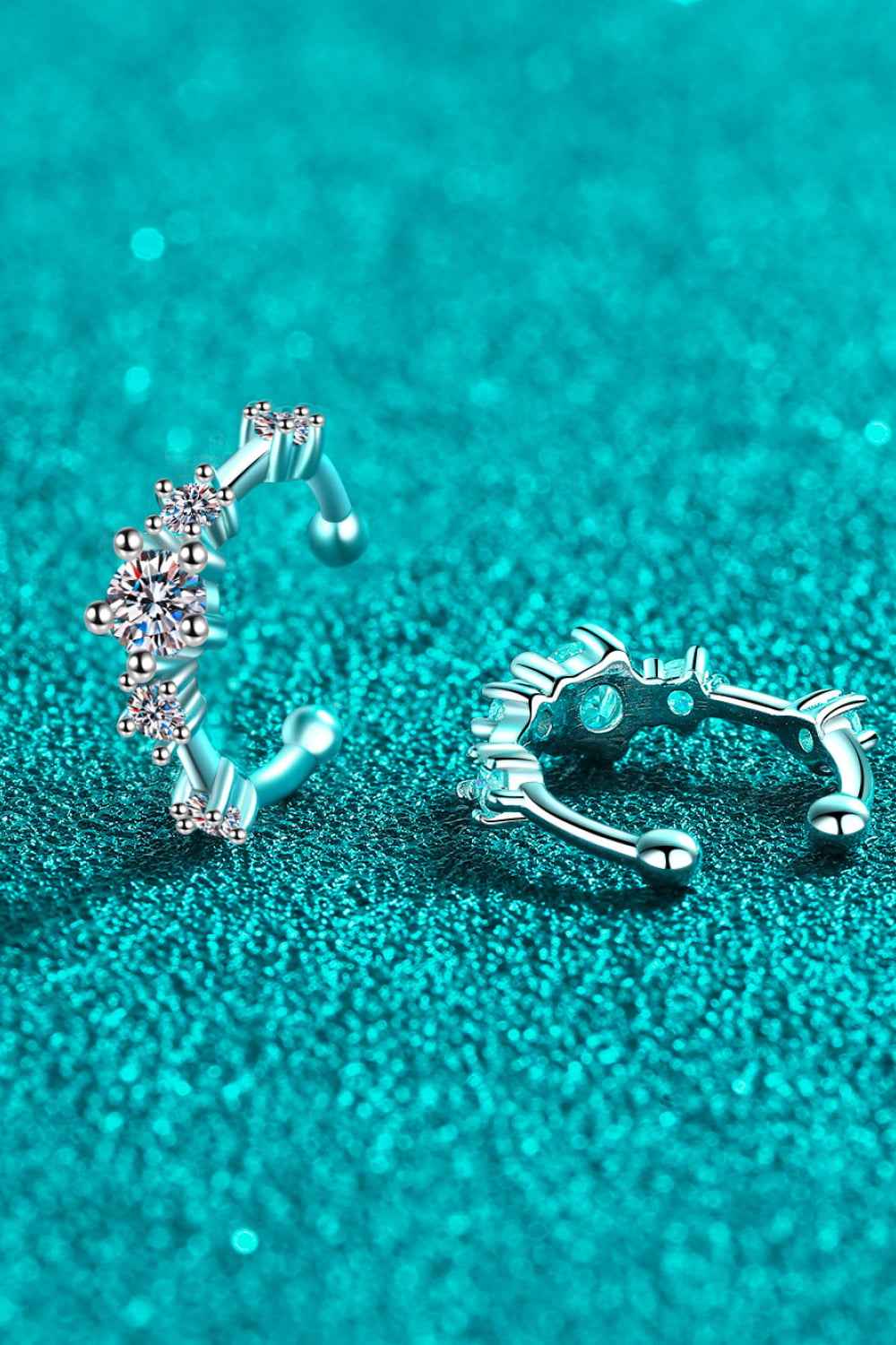 Sleek Sparkle: Moissanite Cuff Earrings
