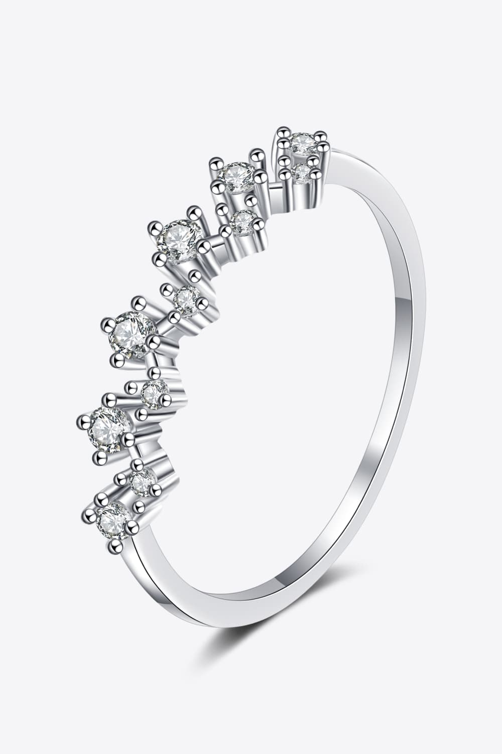 Moissanite Half-Eternity Rhodium Ring