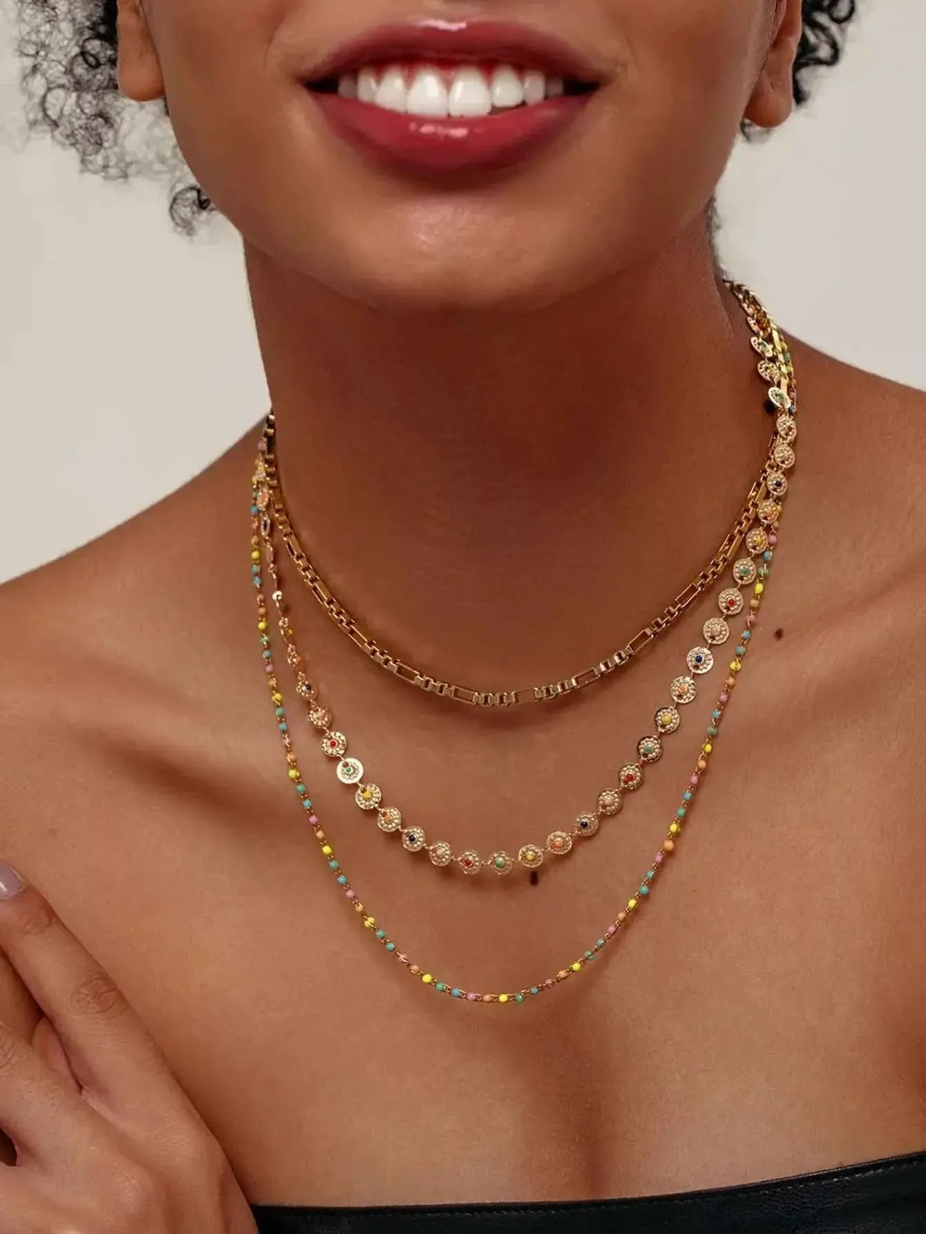 Playful Resin Bead Layered Necklace