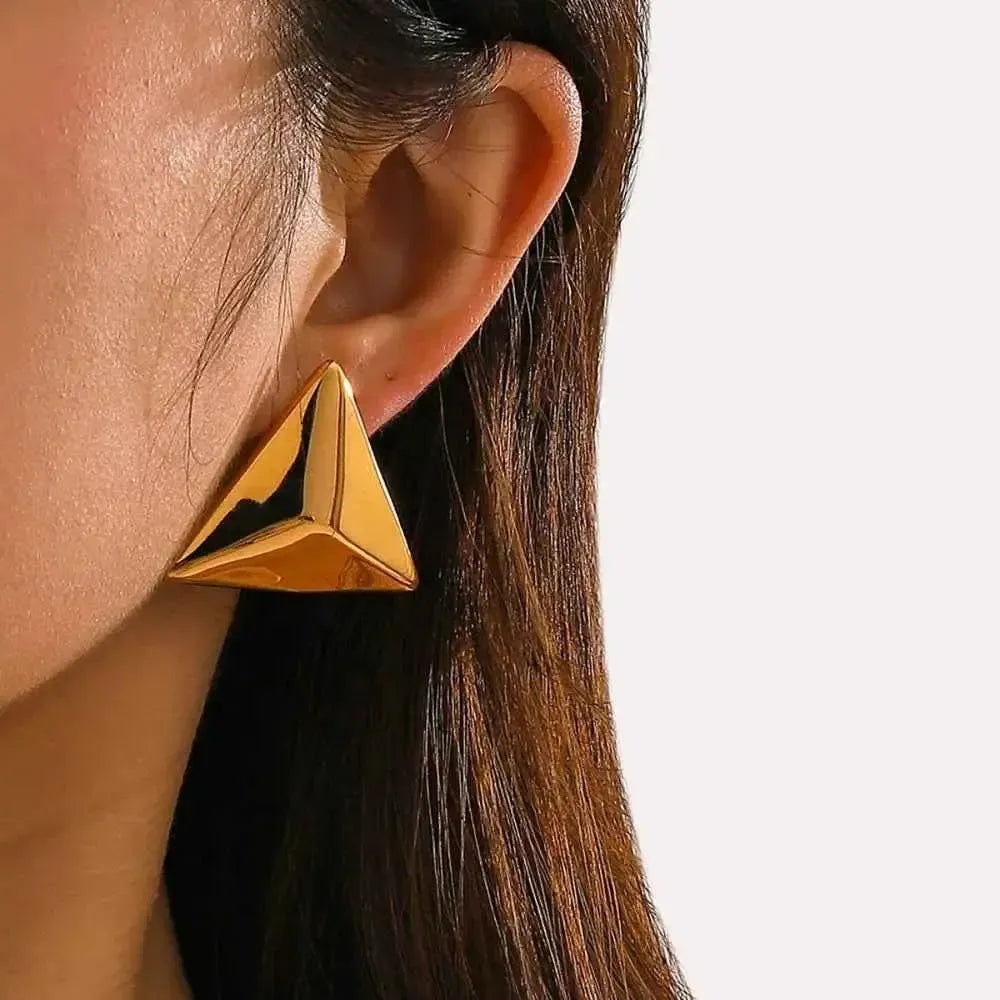 3D Triangle Stainless Steel Earrings