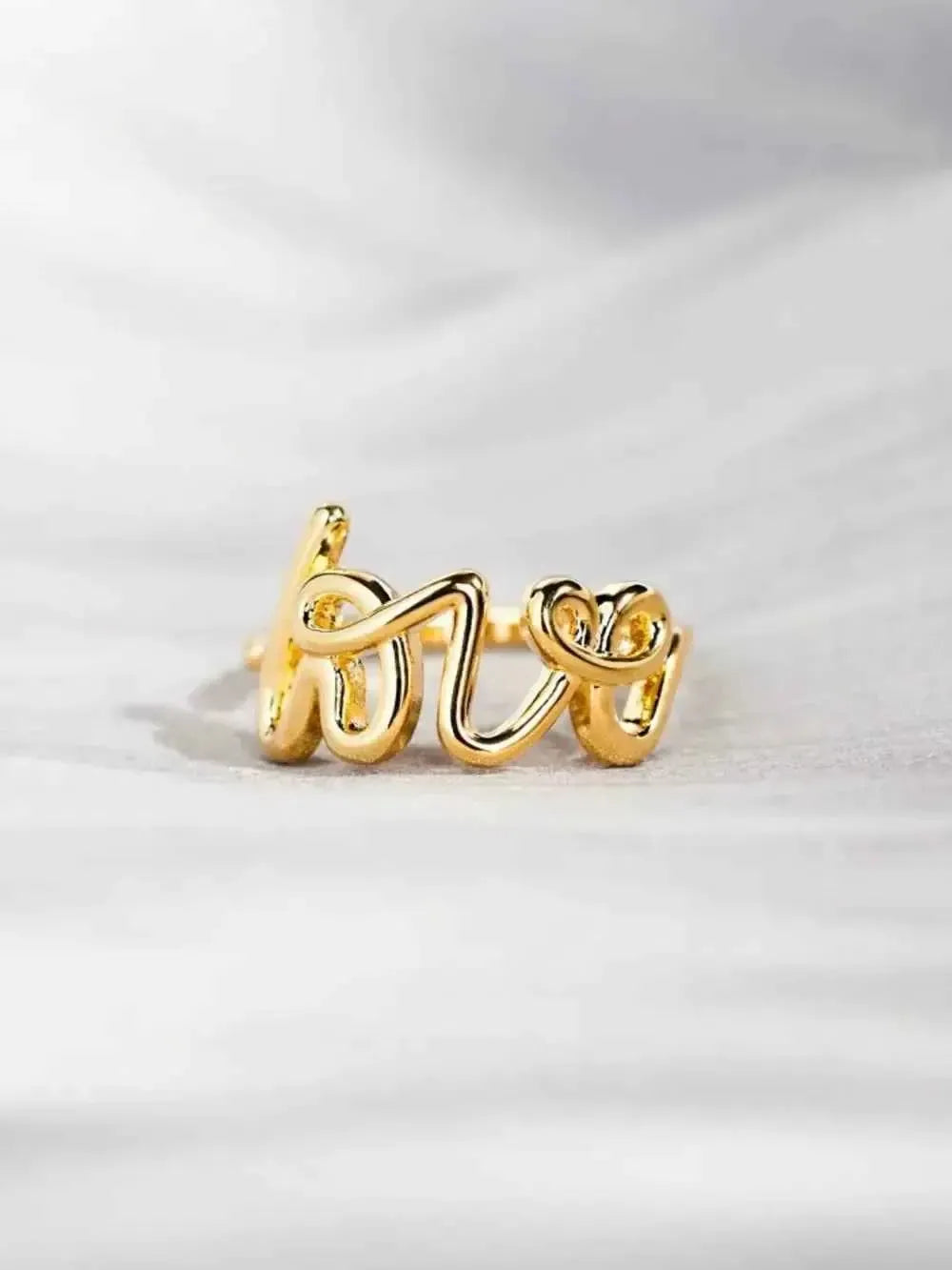 LOVE Gold Ring – Elegant Sterling Silver