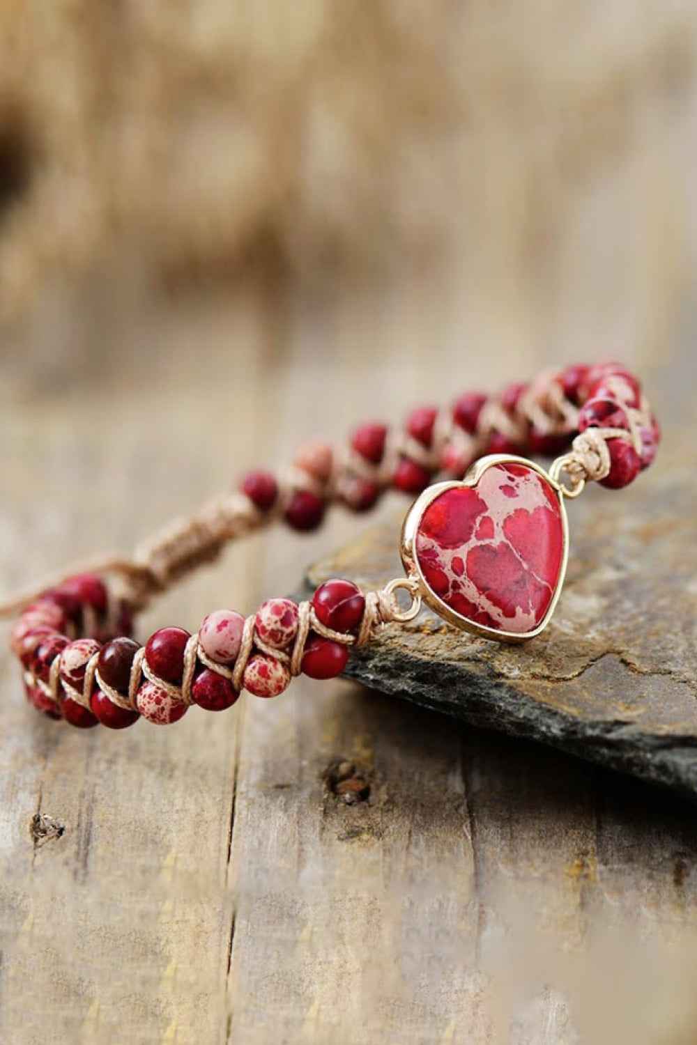 Heart-Shaped Natural Stone Bracelet
