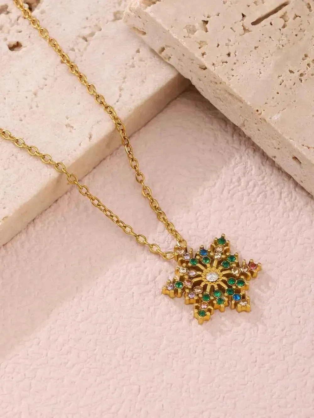 Zircon Snowflake Gold-Plated Necklace
