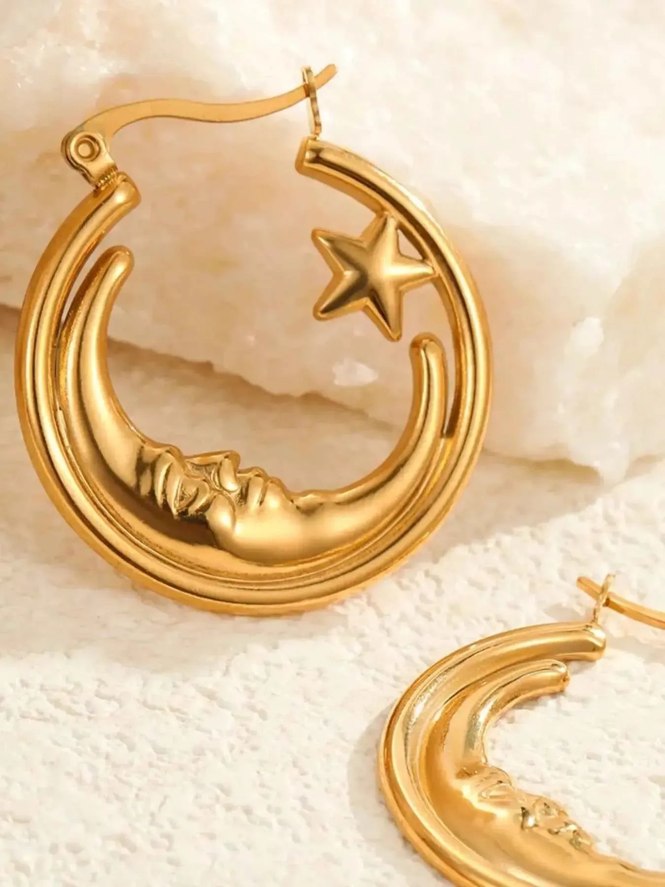 Celestial Moon & Star Hoop Earrings