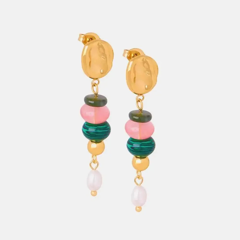 Freshwater Pearl & Stone Dangle Earrings