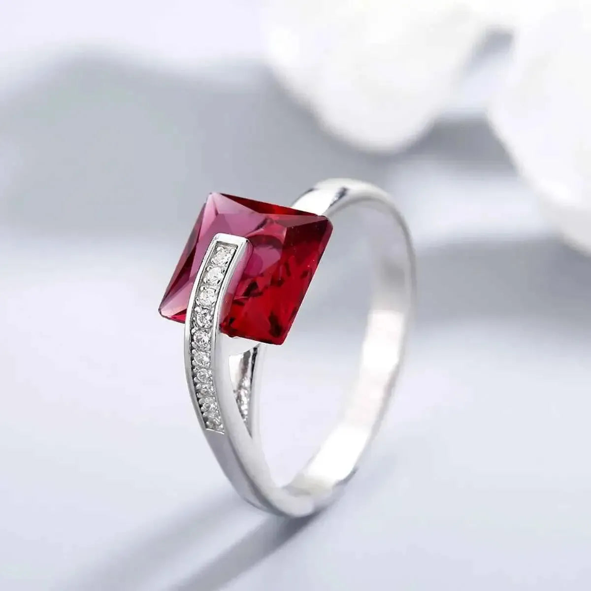 Zircon Inlaid Ring – Sterling Silver Shine