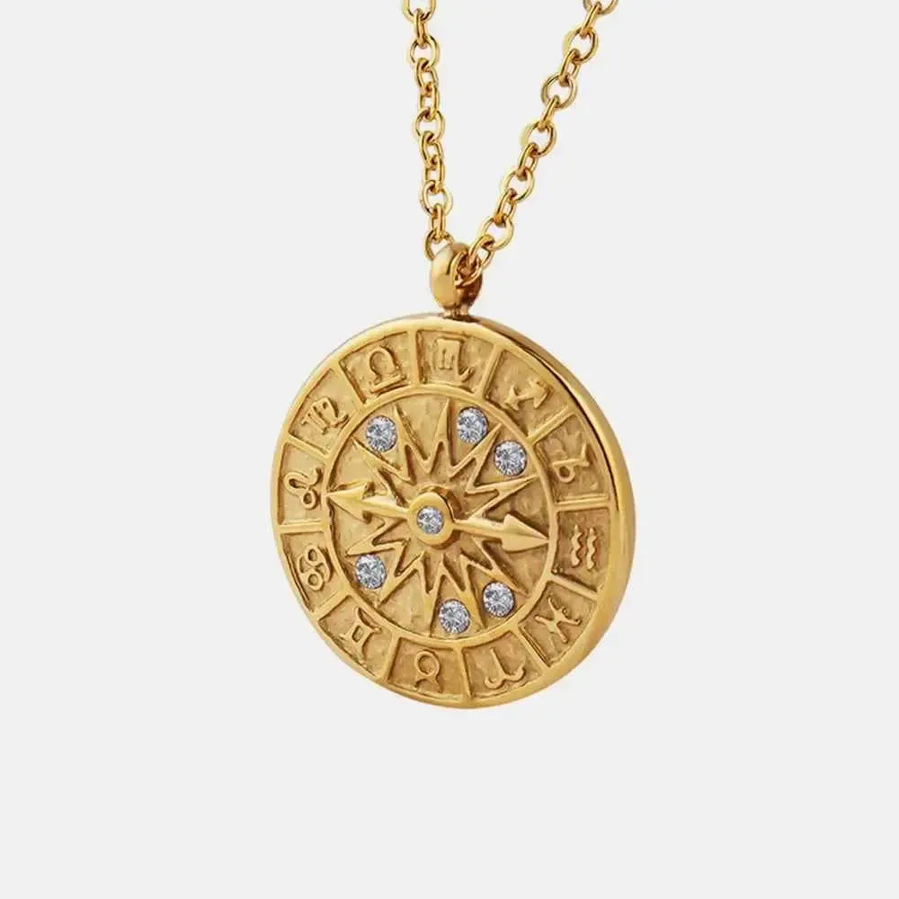 Elegant Zircon Clock Pendant Necklace