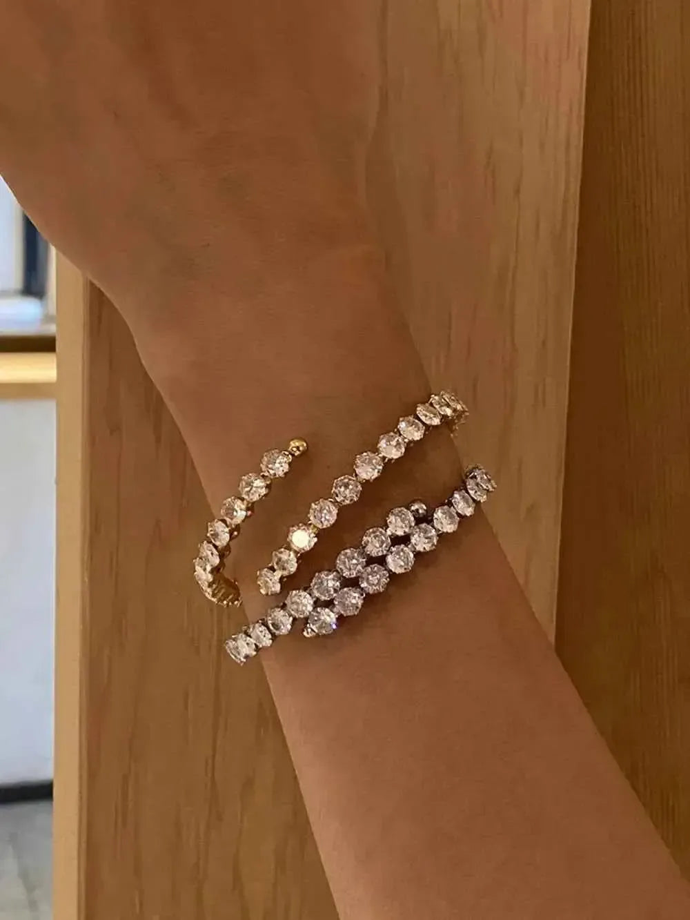 Dainty Zircon Accent Gold Bracelet