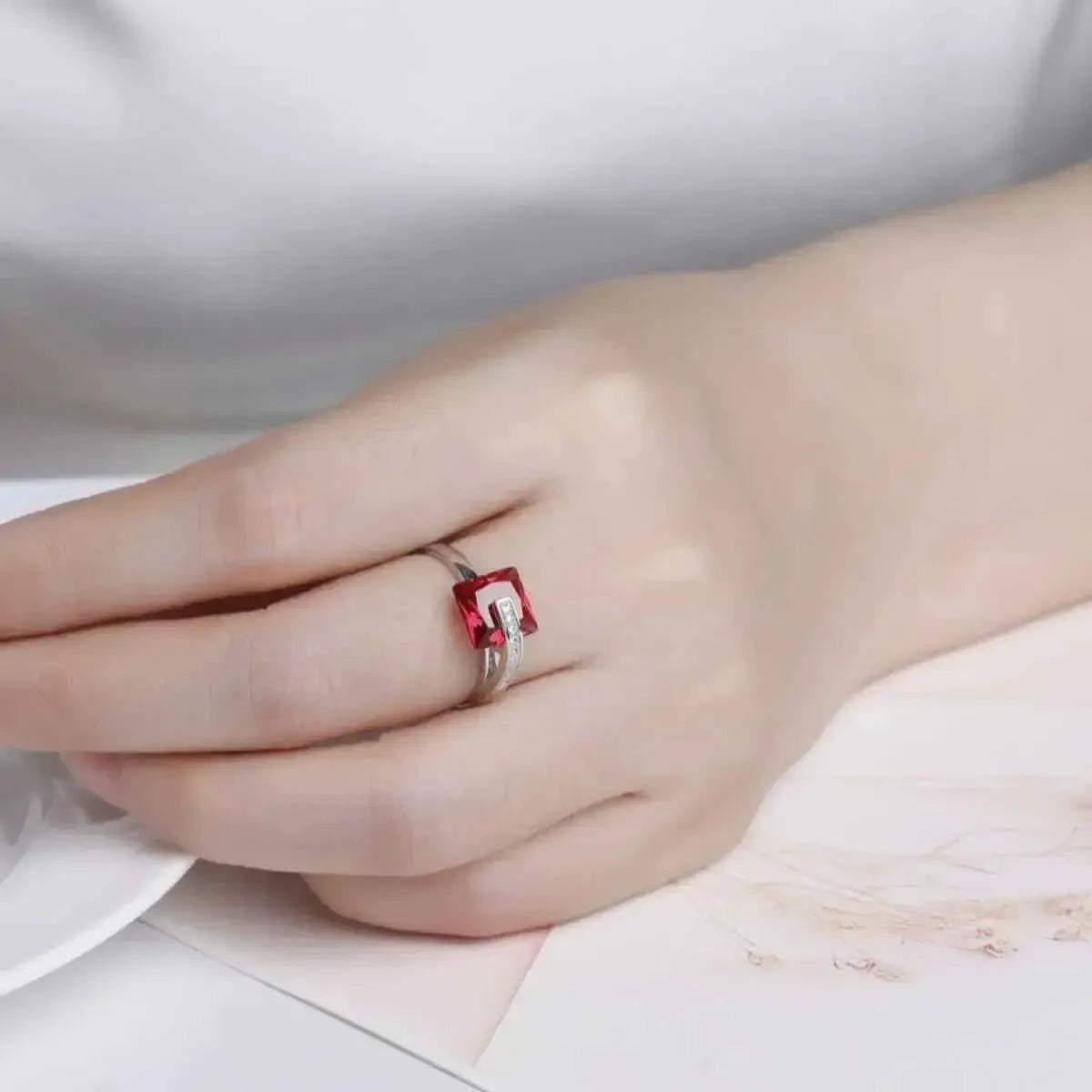 Zircon Inlaid Ring – Sterling Silver Shine