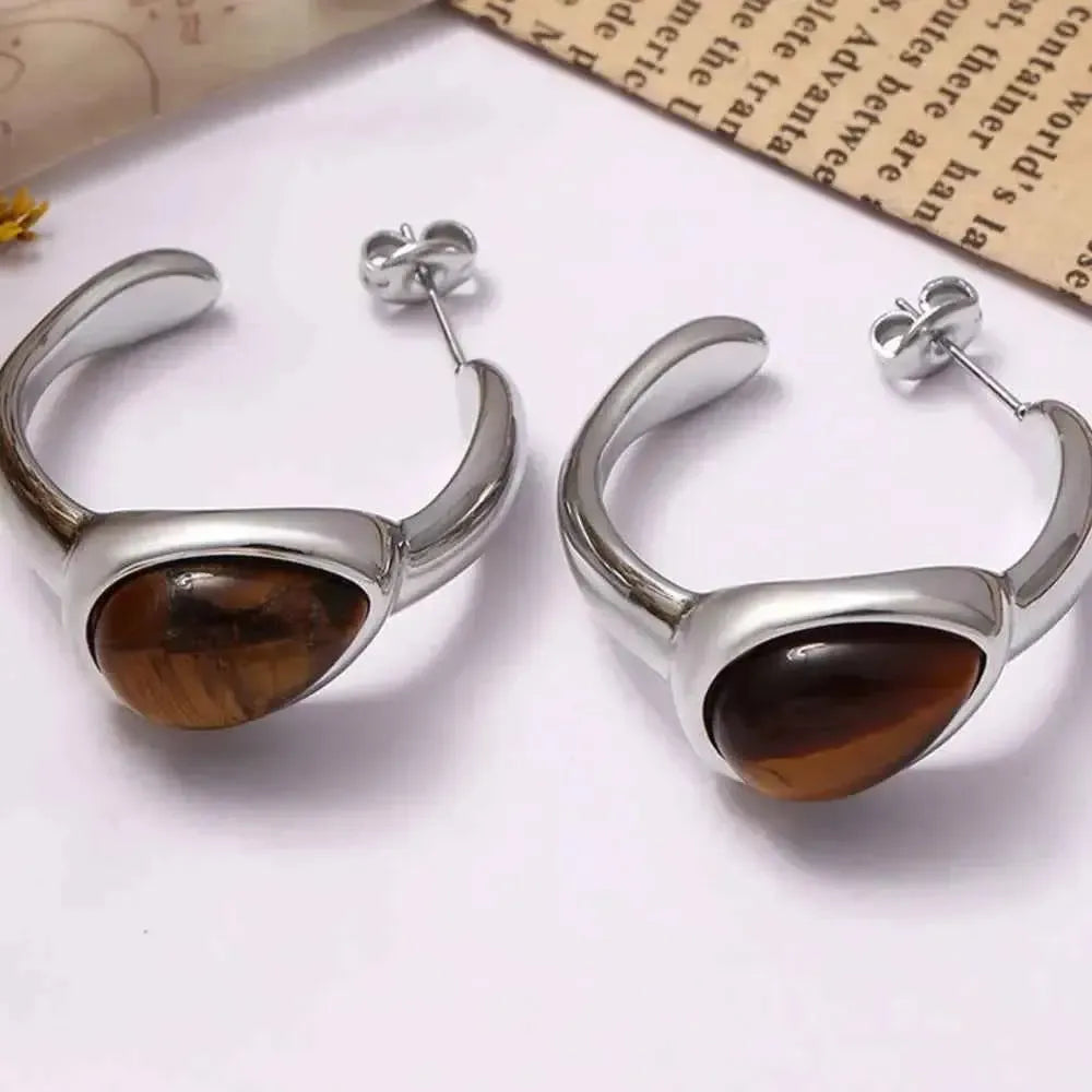 Tiger’s Eye C-Hoop Earrings