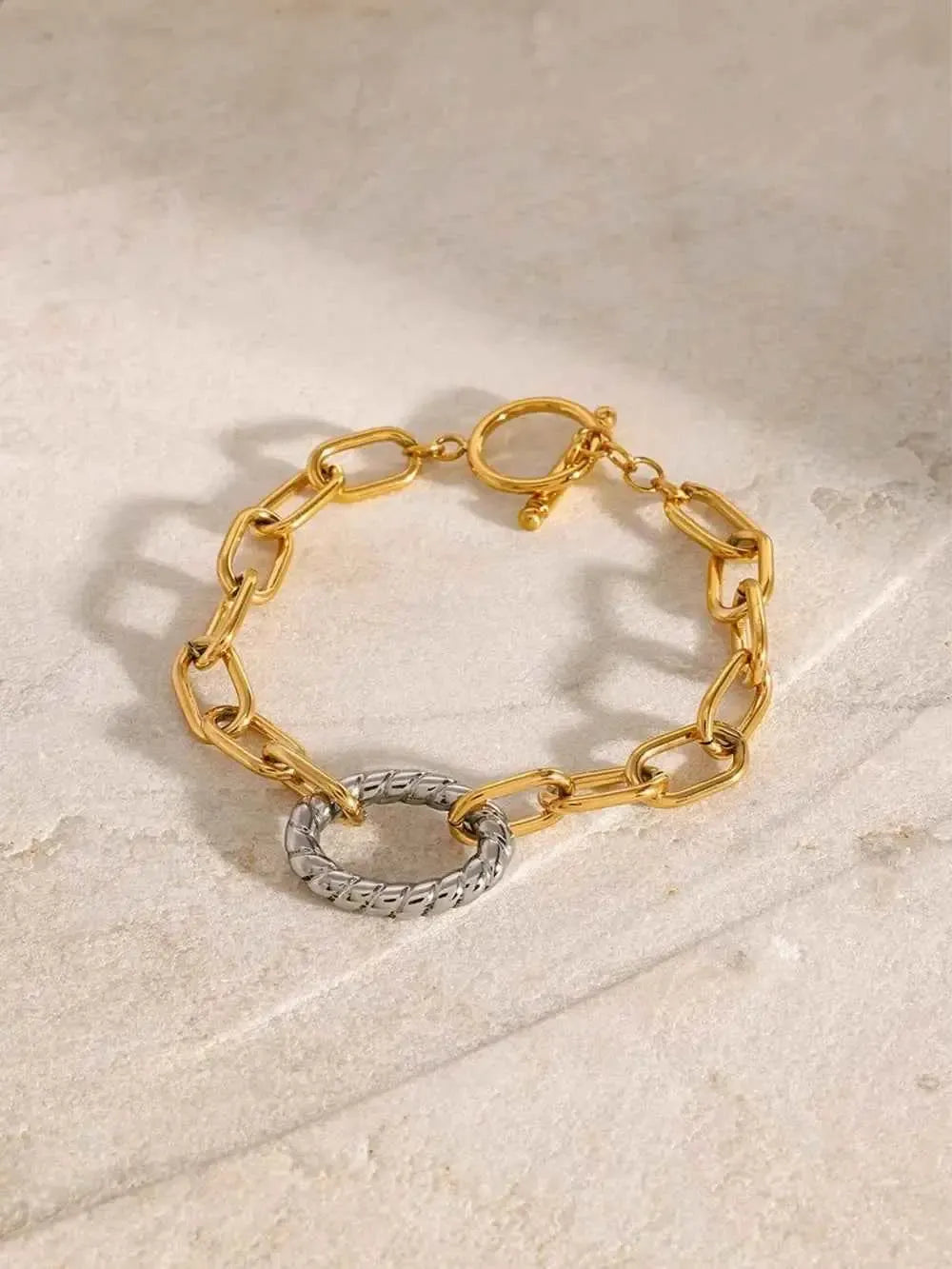 Mixed Metal Stainless Chain Bracelet