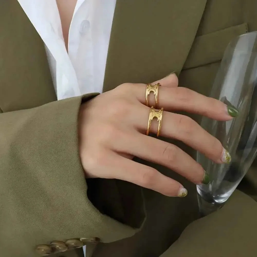 Double-Layered Ring – Titanium Steel Style
