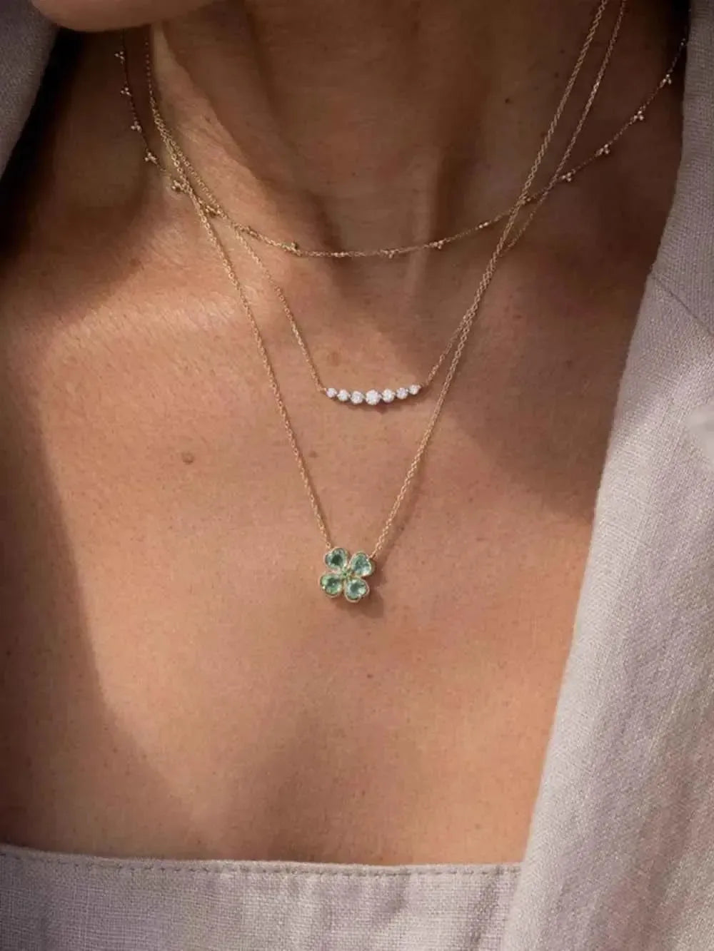 Lucky Clover Zircon Pendant Necklace