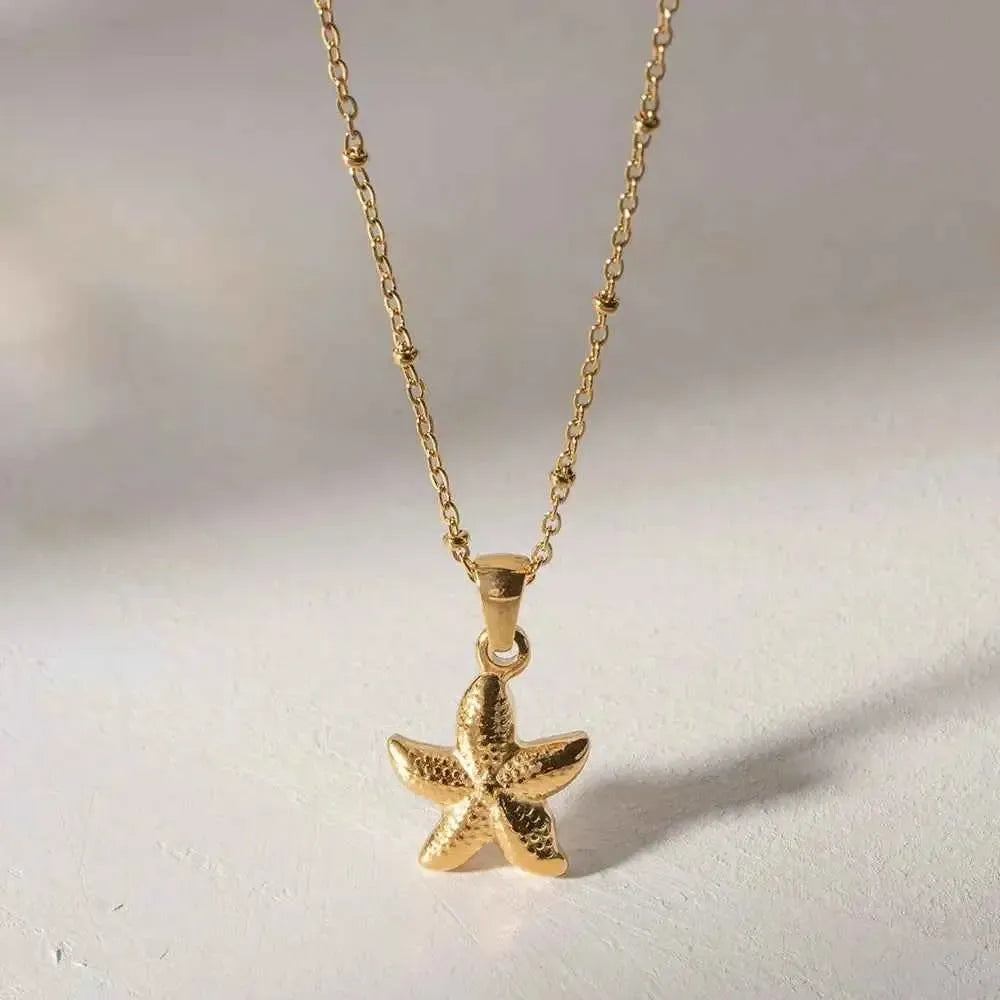 Golden Starfish Pendant Necklace