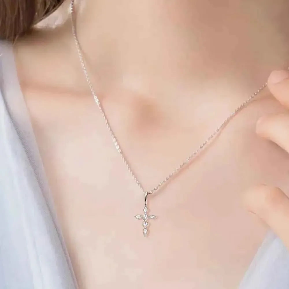 Sterling Silver Moissanite Cross Pendant
