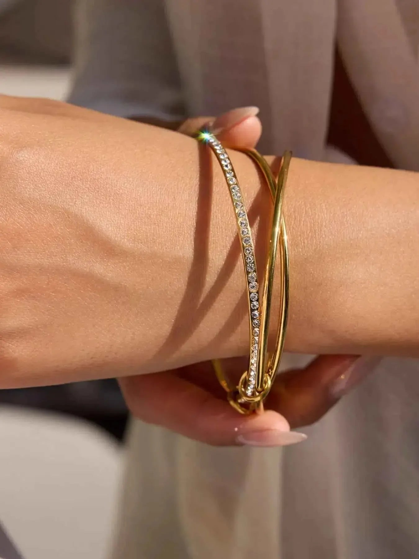 Twisted Gold Bracelet With Crystals