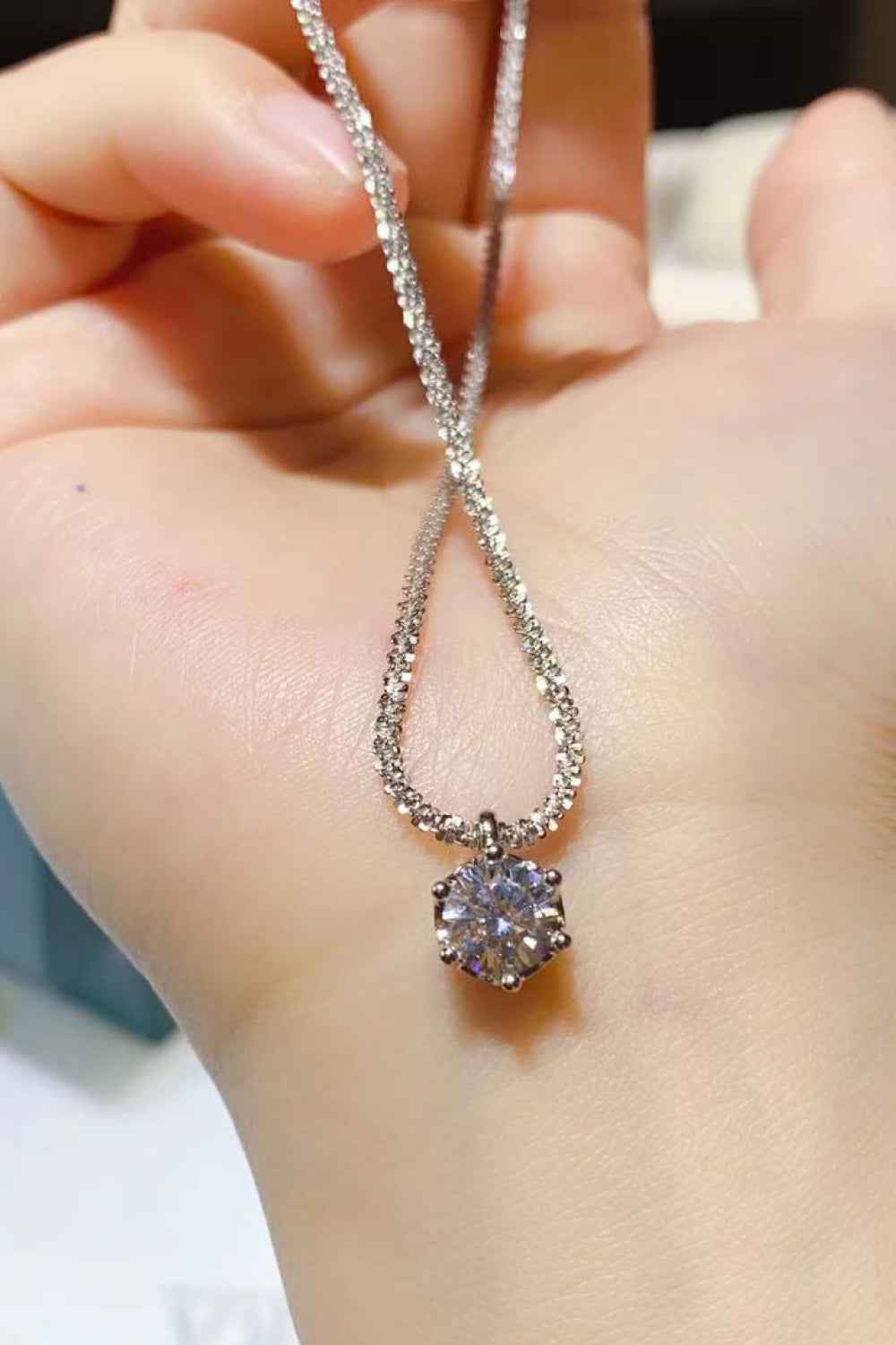 Sparkling Moissanite Solitaire Necklace