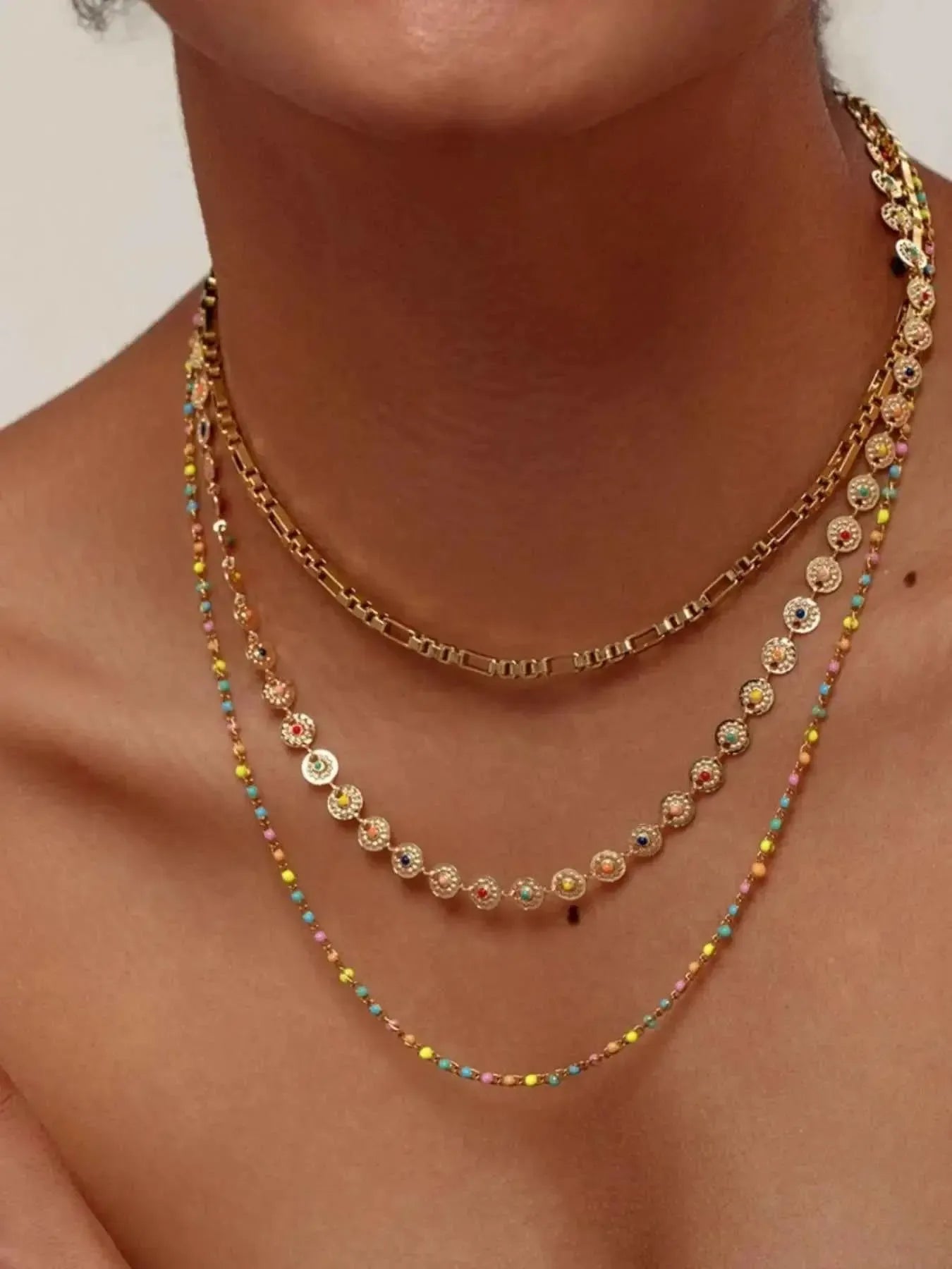 Playful Resin Bead Layered Necklace