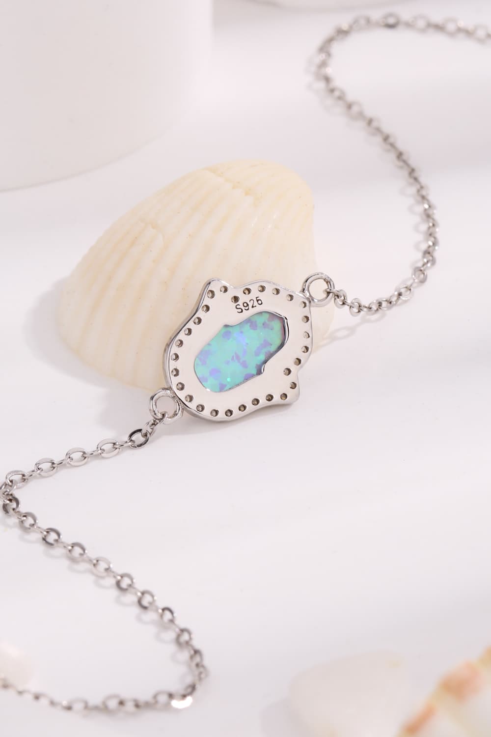 Elegant Opal & Silver Wristchain