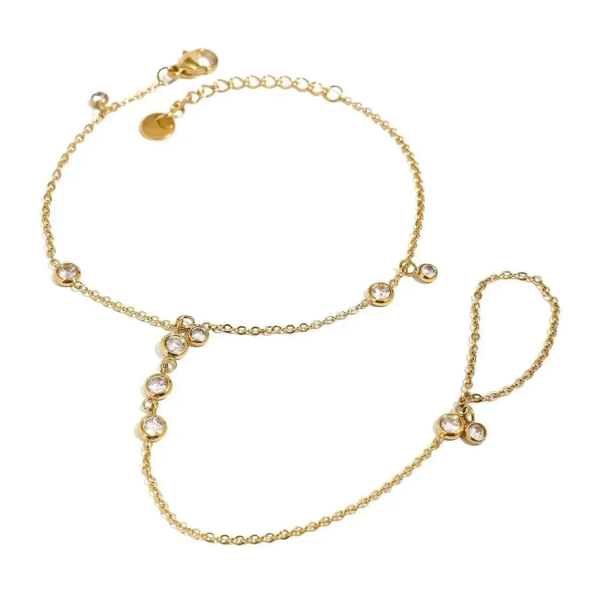 Sparkling Gold Inlaid Rhinestone Bracelet