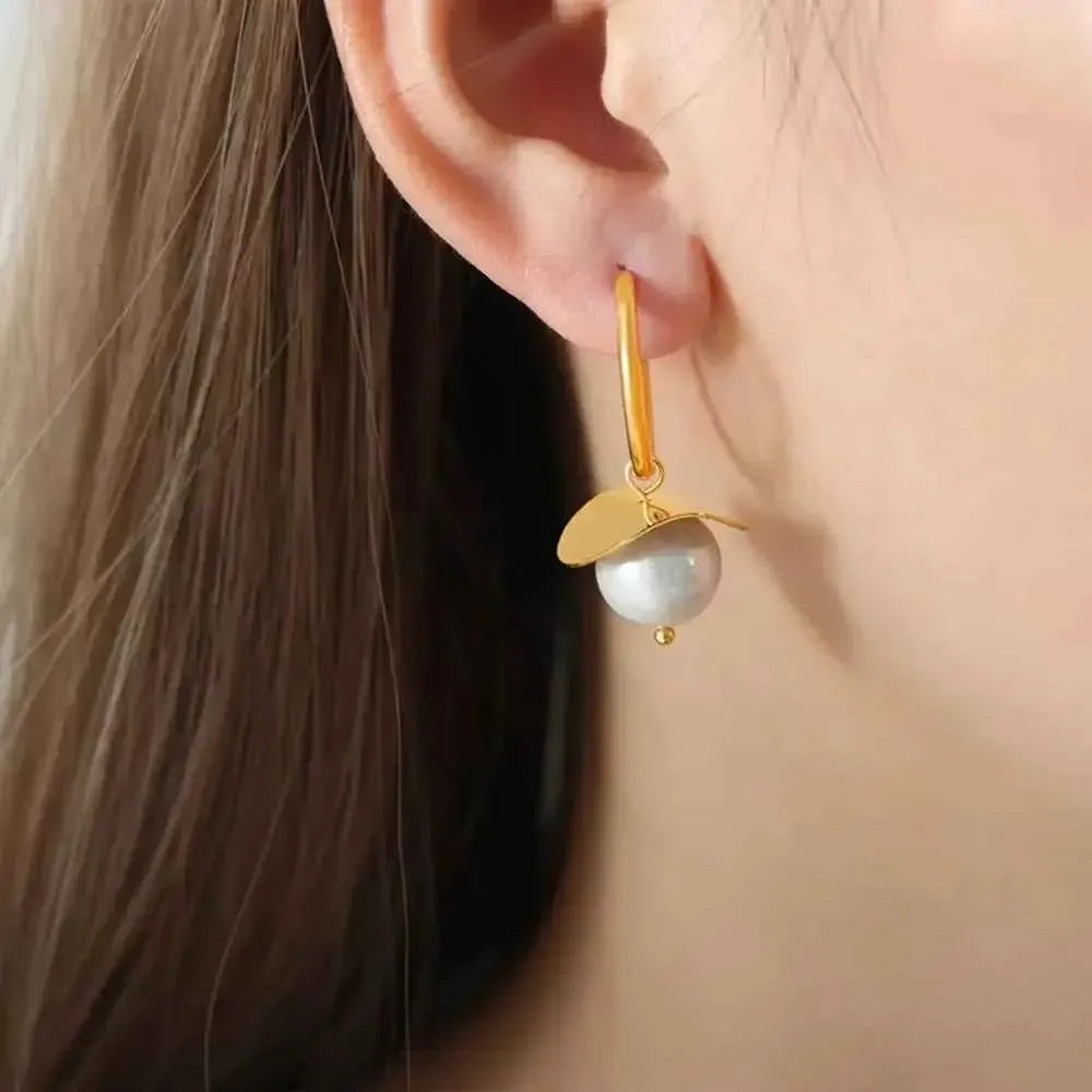 18K Gold-Plated Bead Drop Earrings