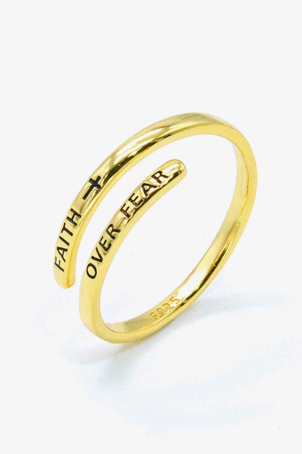 FAITH OVER FEAR Motivational Inspirational Ring