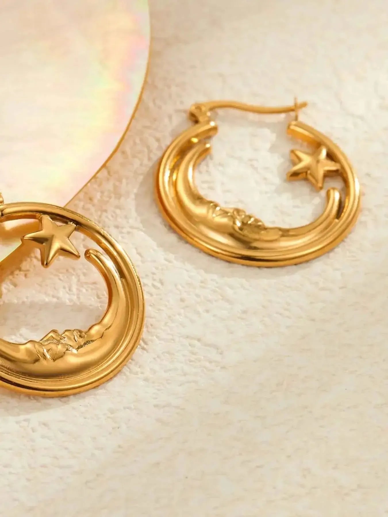 Celestial Moon & Star Hoop Earrings
