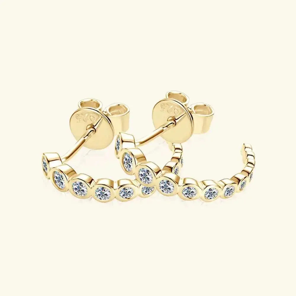 Luxe Sterling Silver C-Hoop Studs
