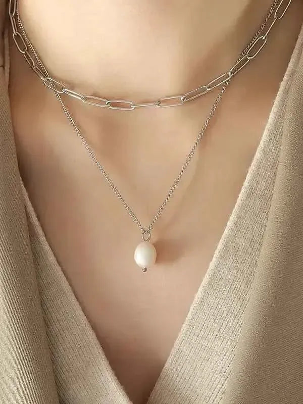 Freshwater Pearl Layered Chain Necklace
