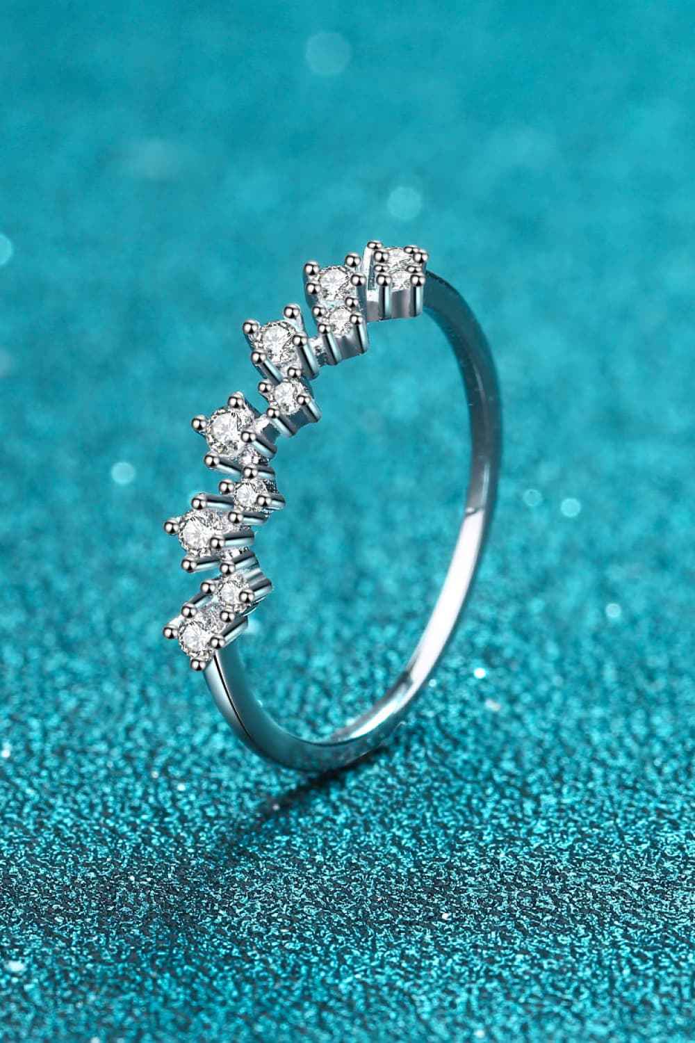 Moissanite Half-Eternity Rhodium Ring