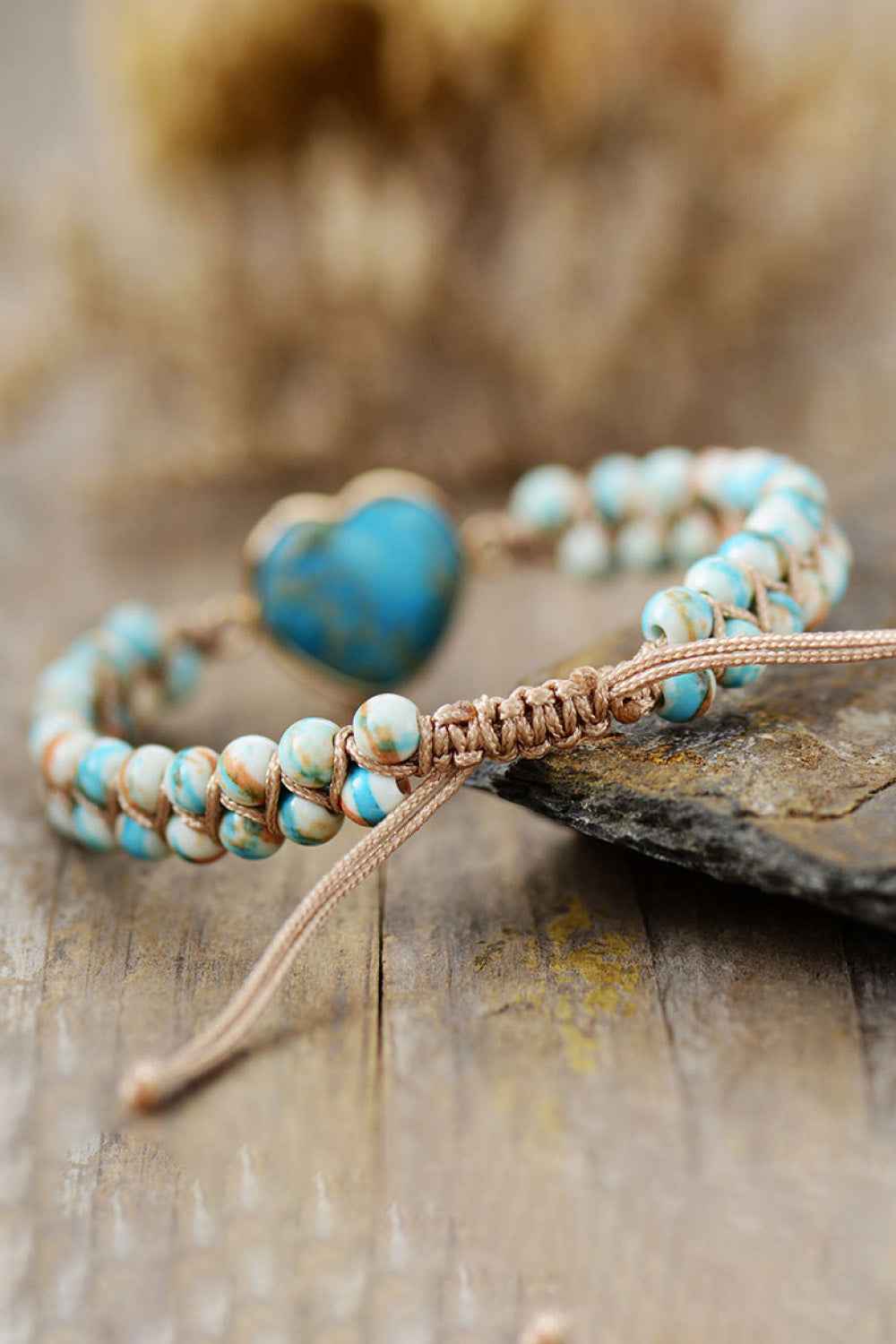 Heart-Shaped Natural Stone Bracelet