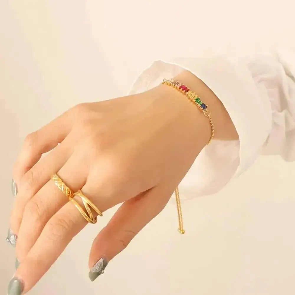 Modern Zircon Accent Titanium Bracelet