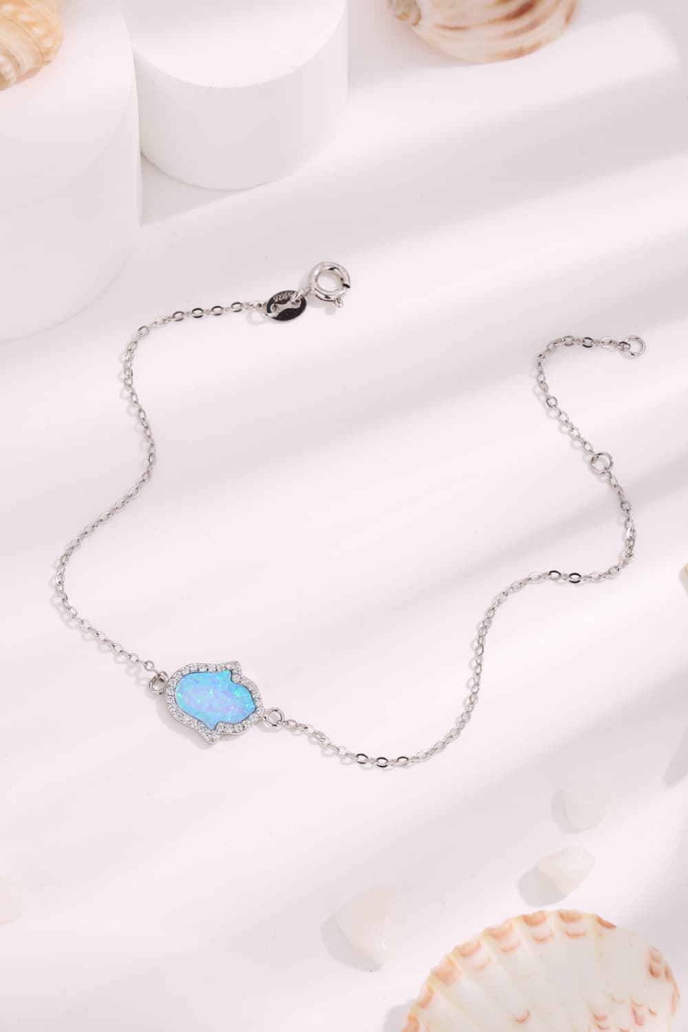 Elegant Opal & Silver Wristchain
