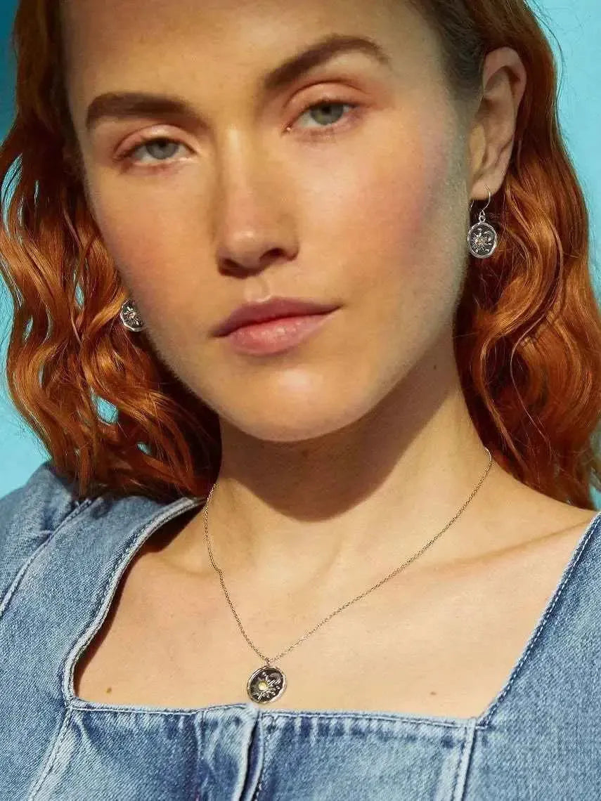 Sun & Moon Zircon Pendant Necklace
