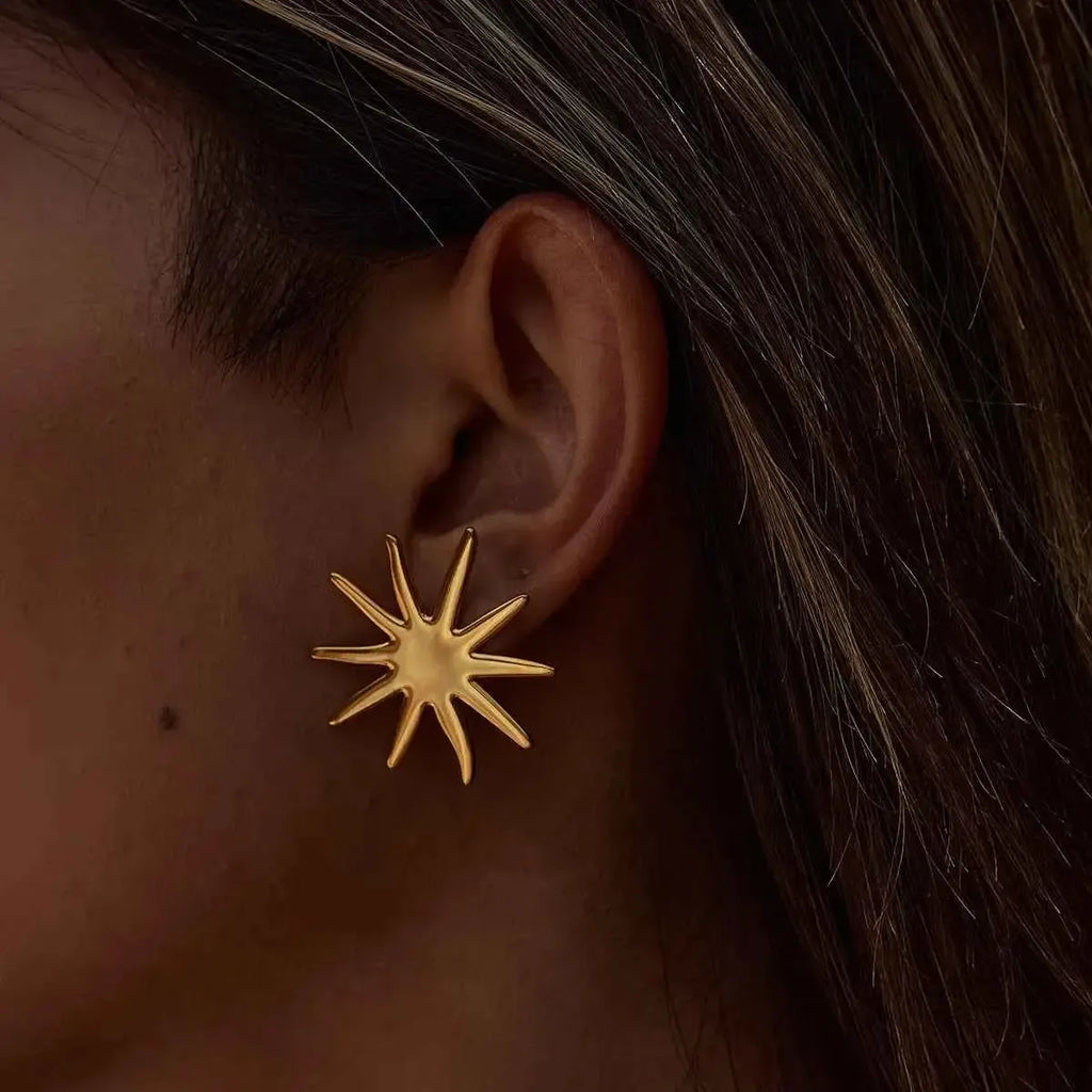 Gold Starburst Stud Earrings